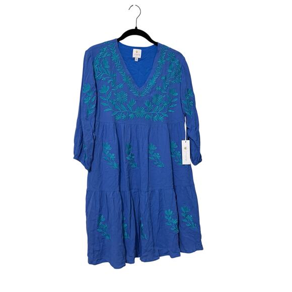 New J. Marie Blue Floral The Madeline Embroidered Mini Dress Size XS - Picture 3 of 7